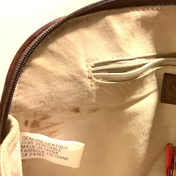 Talbots brown & cream leather and canvas bag - with detachable shoulder strap - Picture 12 of 15